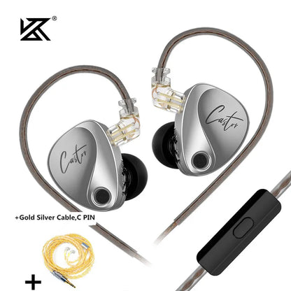 KZ Castor HiFi In-Ear Earphones - Dual Dynamic Drivers, Tunable Balanced Armature & Noise-Isolating Earbuds