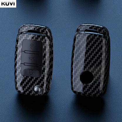 Carbon Fiber ABS Car Key Cover Case for VW Volkswagen – Fits Polo, Tiguan, Passat, Golf 7, Jetta, Skoda, Kodiaq, Superb, Octavia, Seat
