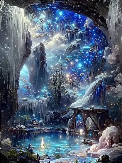 5D Diamond Painting Landscape – Full Round Drill Mosaic Fantasy Artwork, 30x40cm for Interior Decor