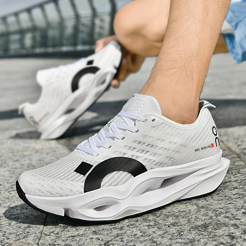 Men's Casual Running Shoes - Lightweight Mesh Walking Sneakers with Lace-Up Vulcanized Sole