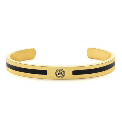 Men's Enamel Bangle - Viking Logo Cuff Bracelet, Stainless Steel Minimalist Bangle for Gentlemen