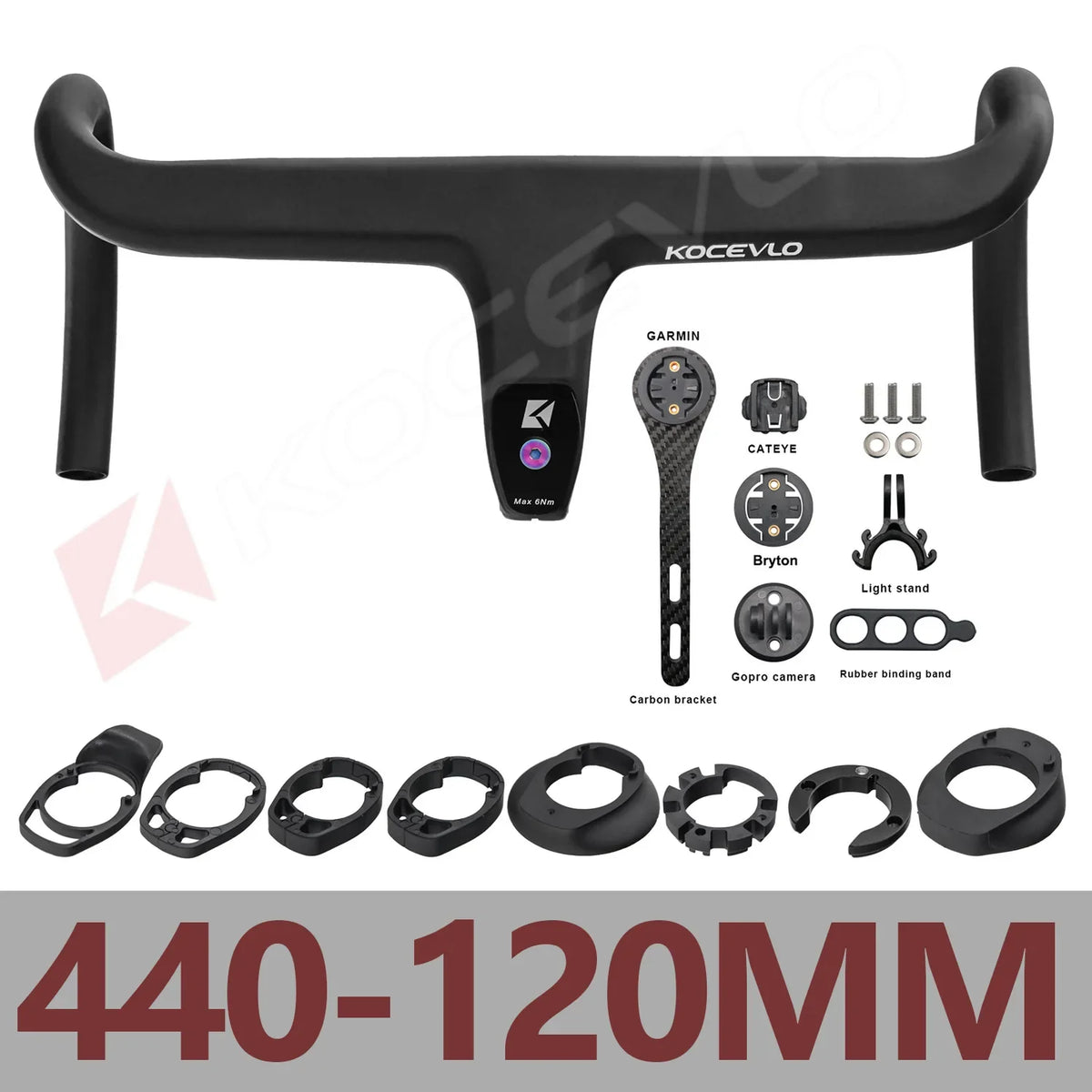 KOCEVLO Carbon Fiber Road Bike Handlebar - Integrated Internal Cable Routing Drop Bar with Computer Mount and Washers