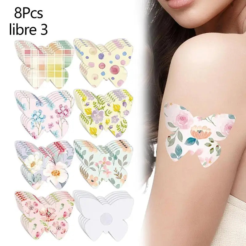 Blood Glucose Sensor Adhesive Patches - Invisible Sensor Fixing Stickers in 5 or 8-Piece Sets, Wildflower Designs