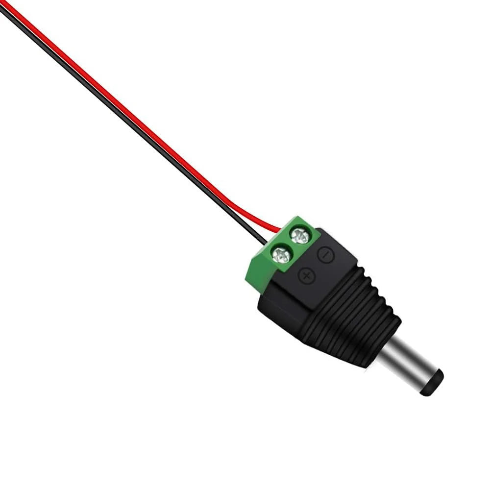 12V DC Power Jack Connectors - 2.1×5.5mm Male and Female Adapter Plugs for CCTV Cameras and LED Strip Lights, 10 Pairs