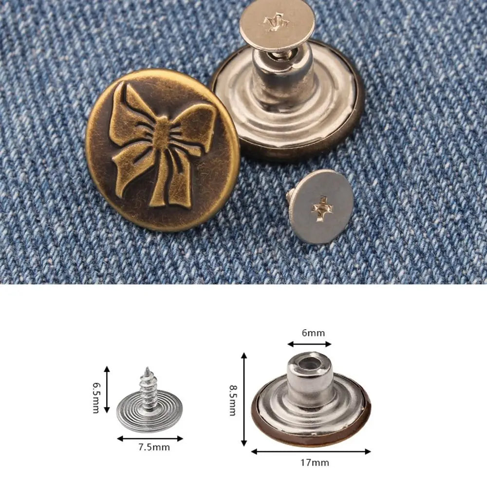 10Pcs No-Sew Metal Jeans Buttons – Removable Nail-Free Waist Adjust Buckles for Pants