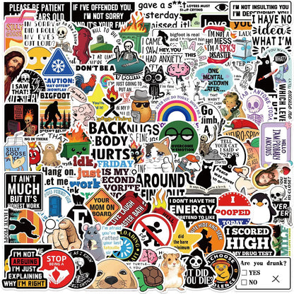 100PCS Cartoon Meme Stickers - Funny Snarky Aesthetic Decals for Phone, Laptop, Scrapbook & More
