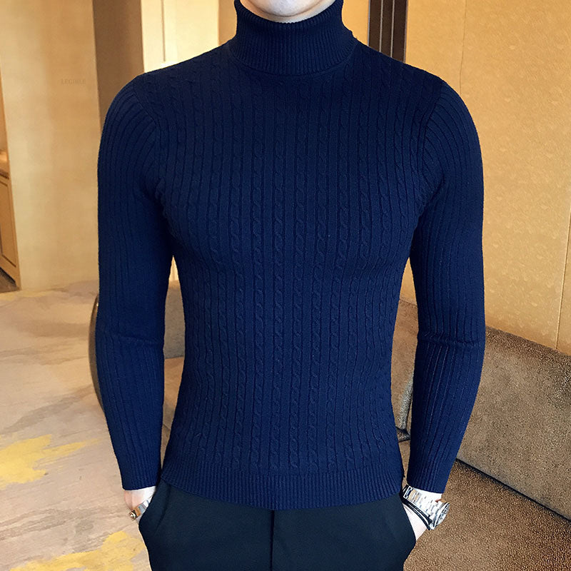 New Turtleneck Sweater for Men - Casual Rollneck Knitted Jumper, Warm Woolen Sweater