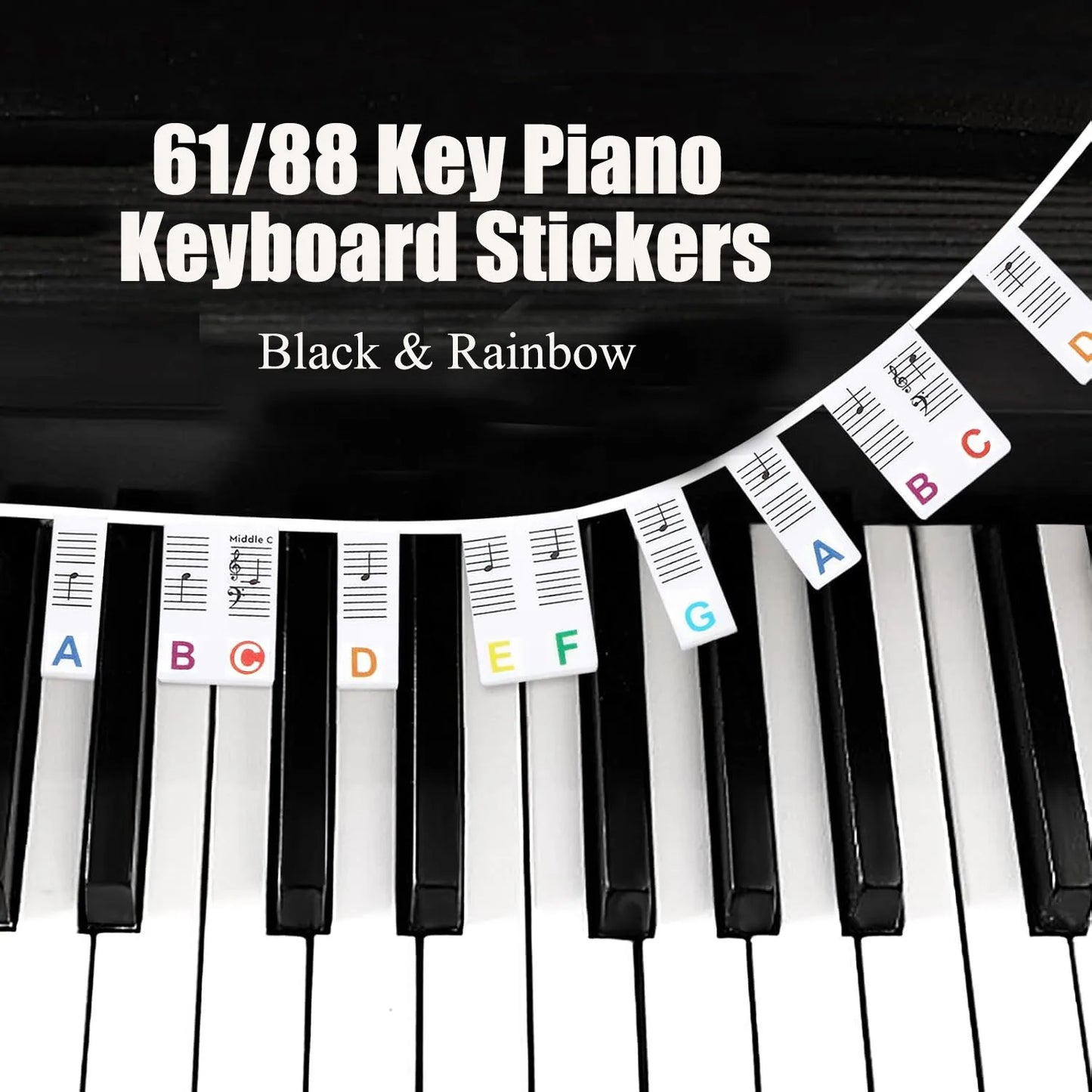 Miwayer Piano Keyboard Stickers - Removable 61/88 Key Note Labels for Beginner Piano Learning Guide