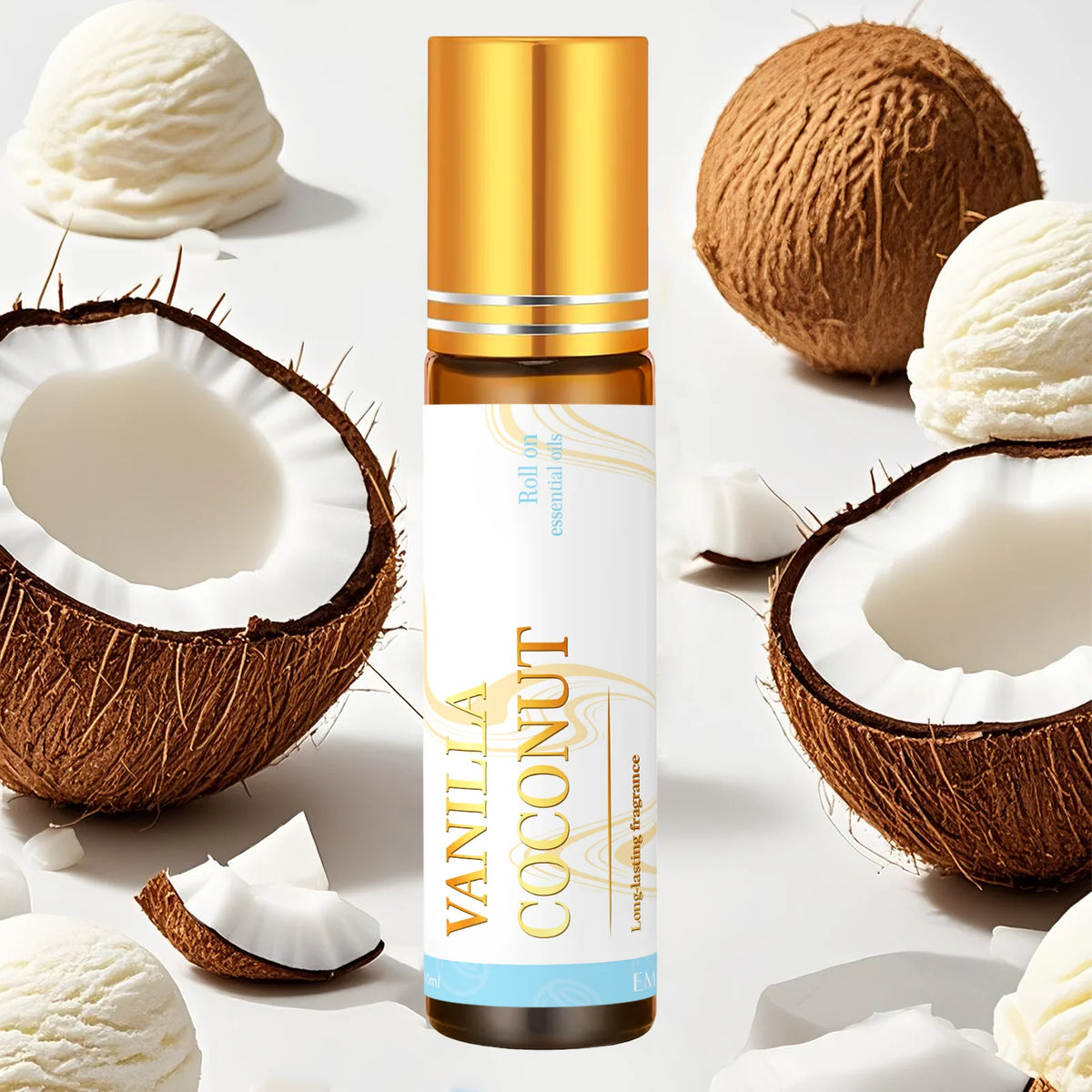 Vanilla Coconut Cotton Candy Marshmallow Roll-On Fragrance Oil - Long-Lasting Scent, 1–2 Piece Gift Set