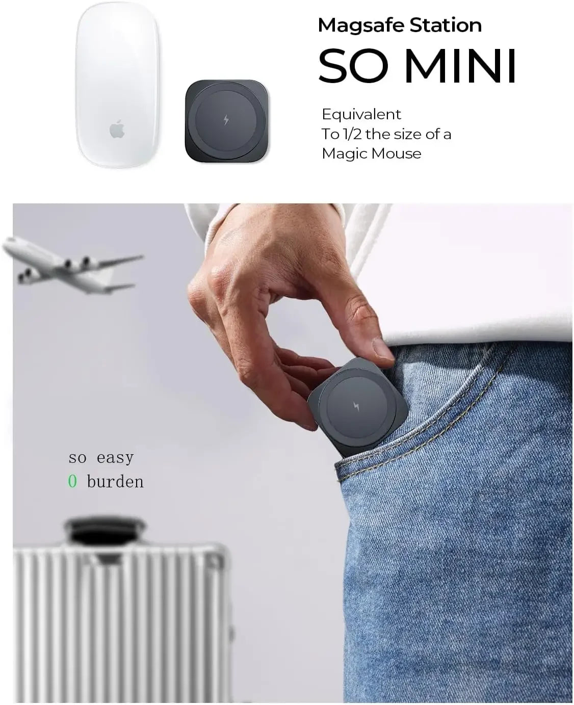 LISEN MagSafe Charger Stand for iPhone 14 and 15 - Portable Magnetic Wireless Charging Station for Apple Devices