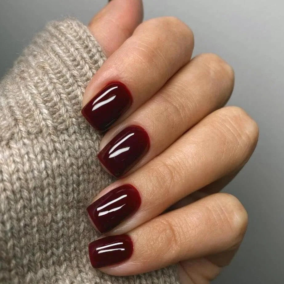 24Pcs Square Press On Nails - Nude White Gradient French False Nail Tips with Full Cover Short Design