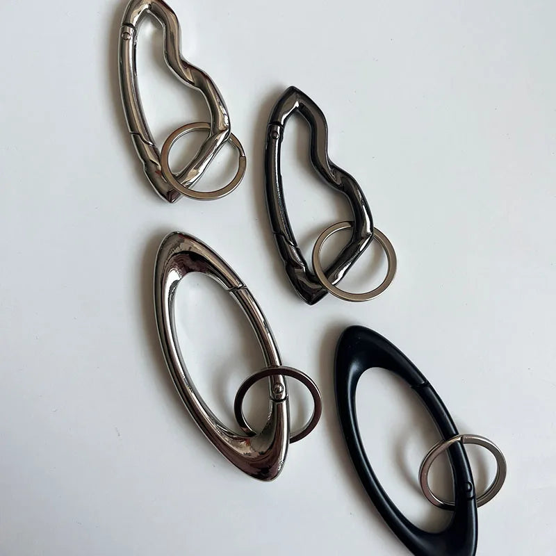 Unisex Essential Belt Icon Carabiner Keychain – Blackout Oval Solid Buckle for Men & Women Bag Accessories