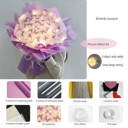 Butterfly Bouquet DIY – Handmade Artificial Flowers, Thoughtful Gift for Girlfriend, Birthday, Proposal & Wedding Decoration