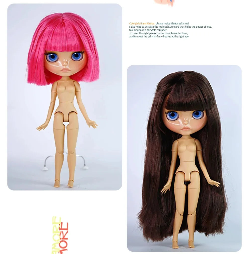ICY DBS Blythe Doll – 30CM Tan Skin Matte & Glossy Face, Pouting Lips, 19-Joint BJD DIY Costume Doll Gift