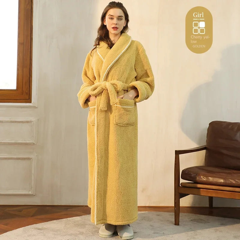 2025 Autumn Winter Cotton Robe – Thick Comfortable Large-Size Bathrobe for Men & Women, Luxury Couple Pajamas