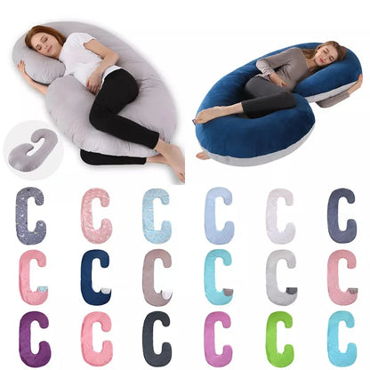C-Shape Pregnancy Nursing Pillow Cover – Replacement Body Pillow Case for Maternity Sleep & Leg Support