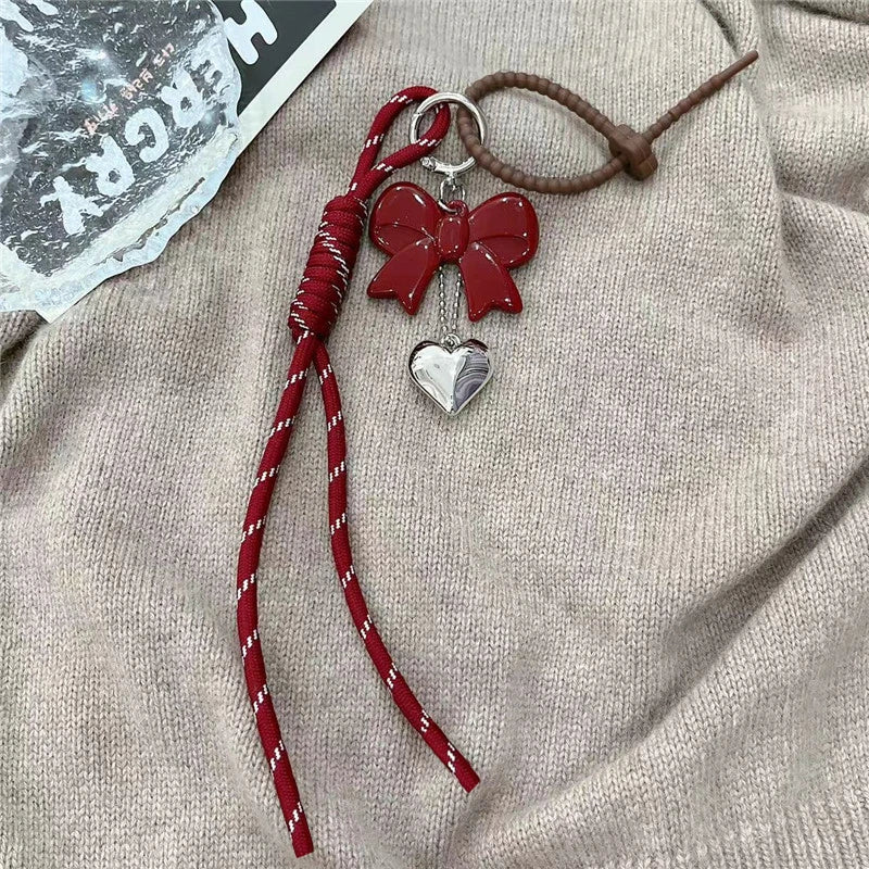 Kawaii INS Style Heart Leather Keychain – Trendy Chocolate Bag Pendant Charm, Creative Fashion Bag & Key Ring Accessory