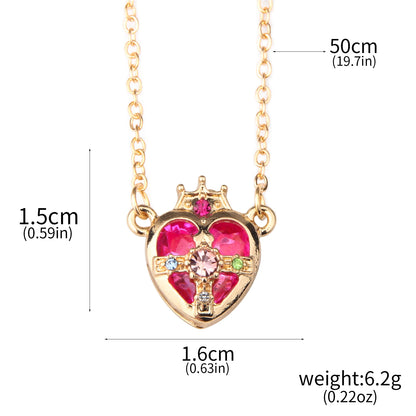 Anime Moon Usagi Necklace Set - Cute Cartoon Enamel Cosplay Jewelry Gifts for Women & Girls