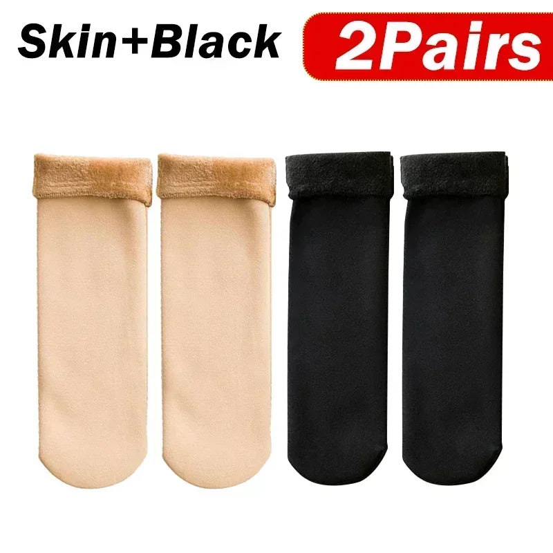5 Pairs Women’s Winter Thick Thermal Socks — Warm Cashmere Wool Nylon Short Socks for Snow, Boots & Home