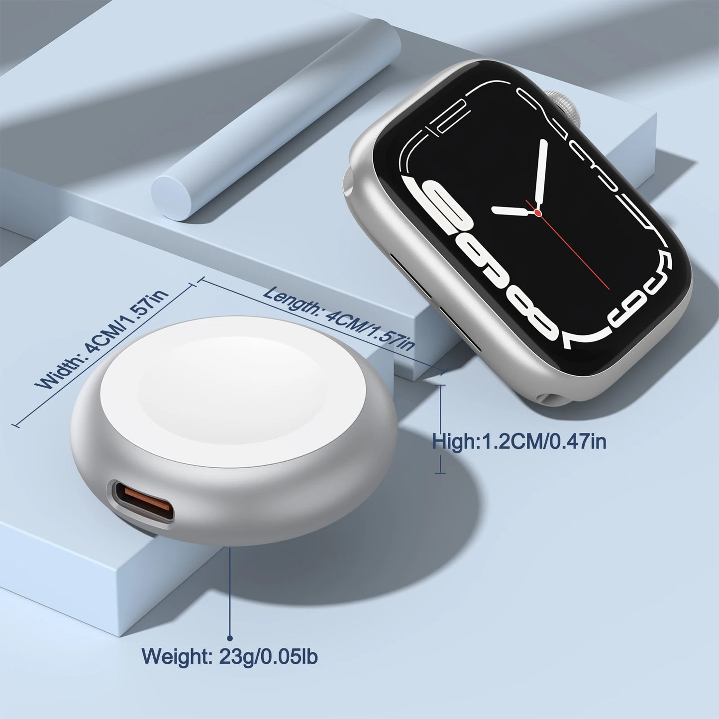 Portable Magnetic Apple Watch Charger with Lanyard – Dock Holder for Ultra 1/2, Series 10–1 & SE Smartwatch Charging Cableless Power Bank Style