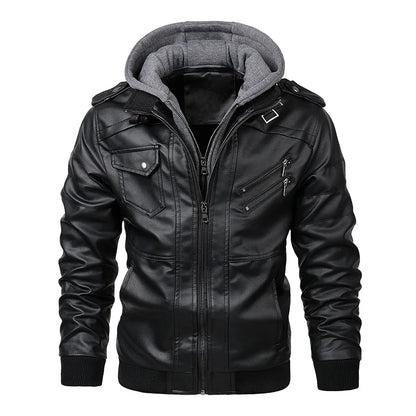 KB Men’s Leather Motorcycle Jacket – Casual PU Biker Coat, Autumn Outerwear, EU Size SA722