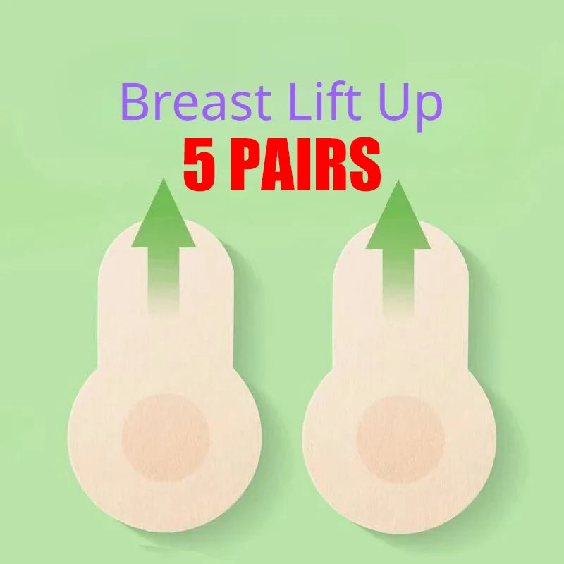 10-Piece Invisible Breast Lift Tape - Adhesive Nipple Covers and Bra-Free Breast Support Stickers
