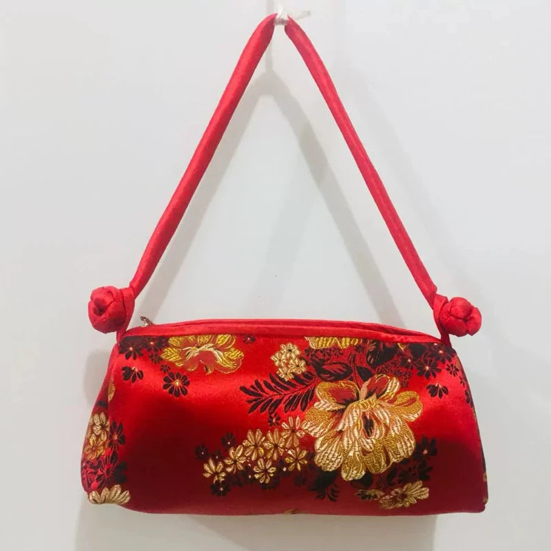 Luxury Silk Embroidered Women’s Handbag – Fashion Elegant Tote Clutch, Handmade Cosplay Style Evening Purse
