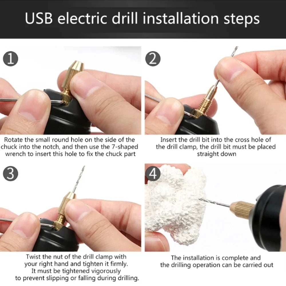 Mini Handheld USB Electric Drill – DIY Engraving Tool for Epoxy Resin, Jewelry Making & Wood Craft Precision Work