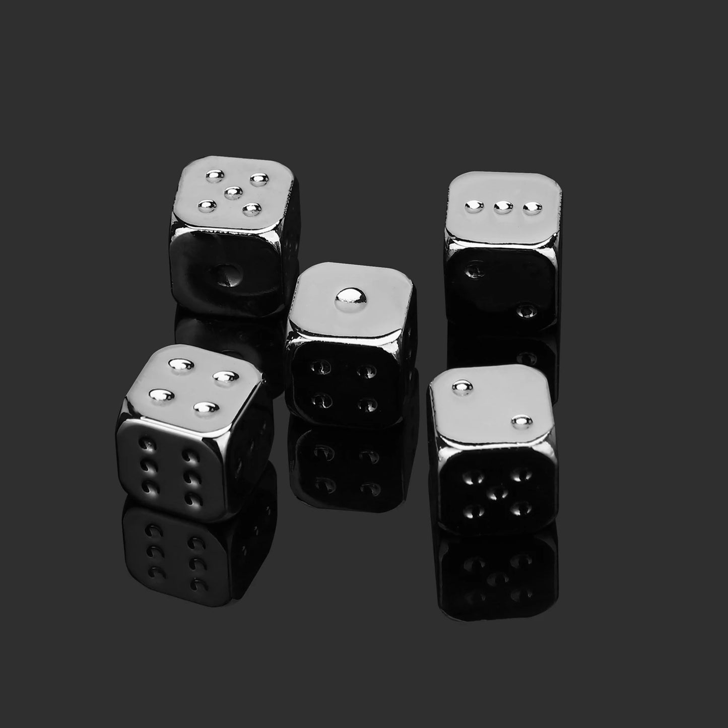 5PCS Metal Dice Set – Golden, Silver, Bronze 6-Sided Game Dice for Board Games, 13mm Decider Accessories