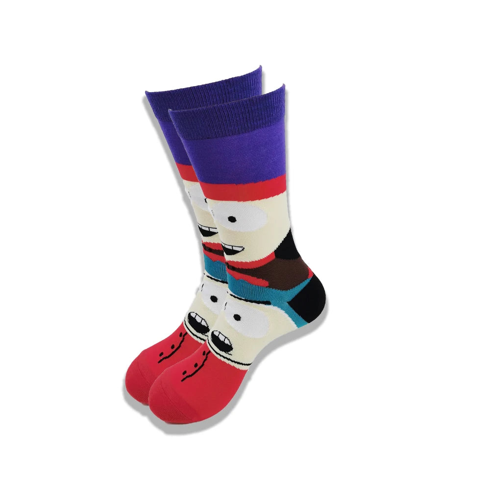 Men's Cartoon Character Crew Socks - Fun Novelty Cotton Casual Socks
