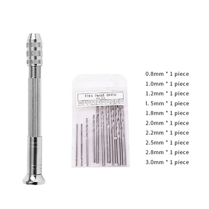 Mini Aluminum Hand Drill with Keyless Chuck – HSS Steel Twist Drill Bit for Woodworking & Manual Drilling
