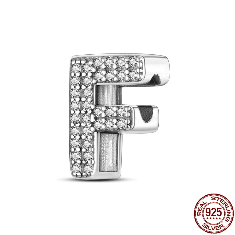 26 A-Z Alphabet Beads 925 Silver LOVE Letter Charms for 3mm Bracelets - CZ Zircon DIY Jewelry Gift