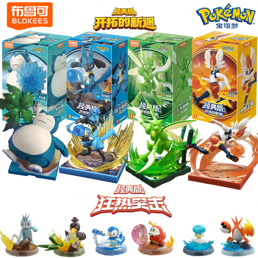 Original Blokees Pokemon Action Figures – Snorlax, Lucario, Cinderace & Scyther Anime Toys Gift