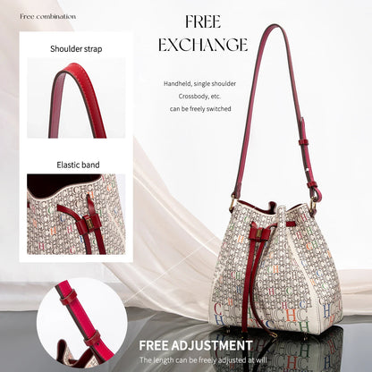 Luxury Women’s Bucket Handbag — Classic Designer Shoulder Bag with Fashion Print, Stylish Wallet for Women