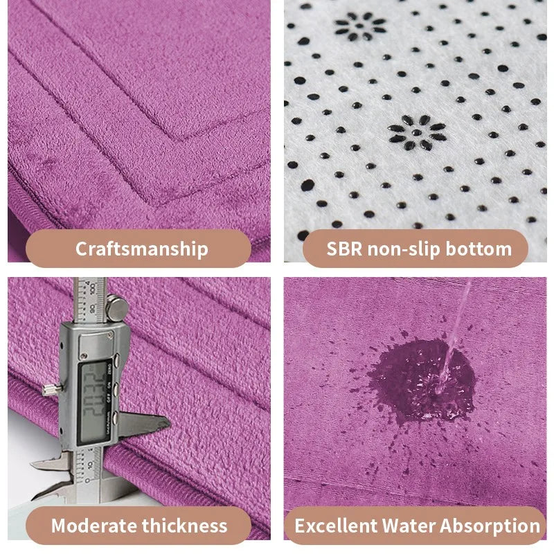 Non-Slip Bathroom Mat - Soft, Comfortable Absorbent Floor Carpet, Machine Washable & Quick-Dry Shower Room Doormat