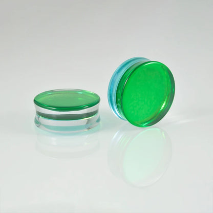 Natural Glass Double Flared Ear Plugs – Colorful Ear Tunnel Gauge Expanders Body Piercing Jewelry