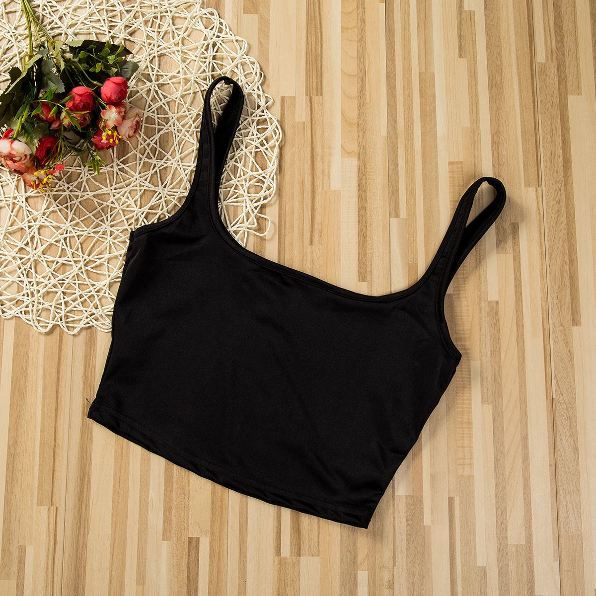 Women’s Solid Color Strappy Tank Top - Sleeveless U Neck Crop Vest for Summer Casual, Party, Club & Sports Wear