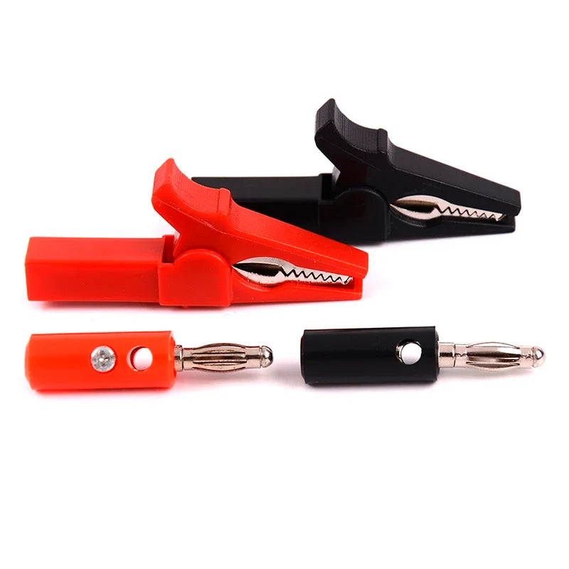 4Pcs 55mm Alligator Clip Test Leads - 4mm Banana Plug Probe Cables Red Black for Testing Equipment