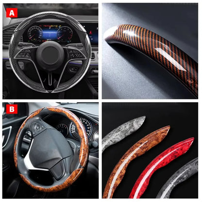 2/3PCS Universal Car Steering Wheel Cover — Laser Carbon Fiber, Silicone & 1K Microfiber Leather, Non-Slip PVC Booster