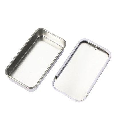 Metal Rectangular Tin Storage Box – Portable Slide-Cover Organizer for Candy, Pills & Small Items, Empty Tinplate Container