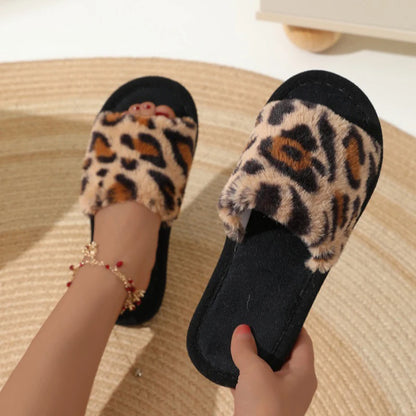 Women Plush Winter Slippers - Warm Cotton Lined EVA Non-Slip House Shoes for Indoor Comfort