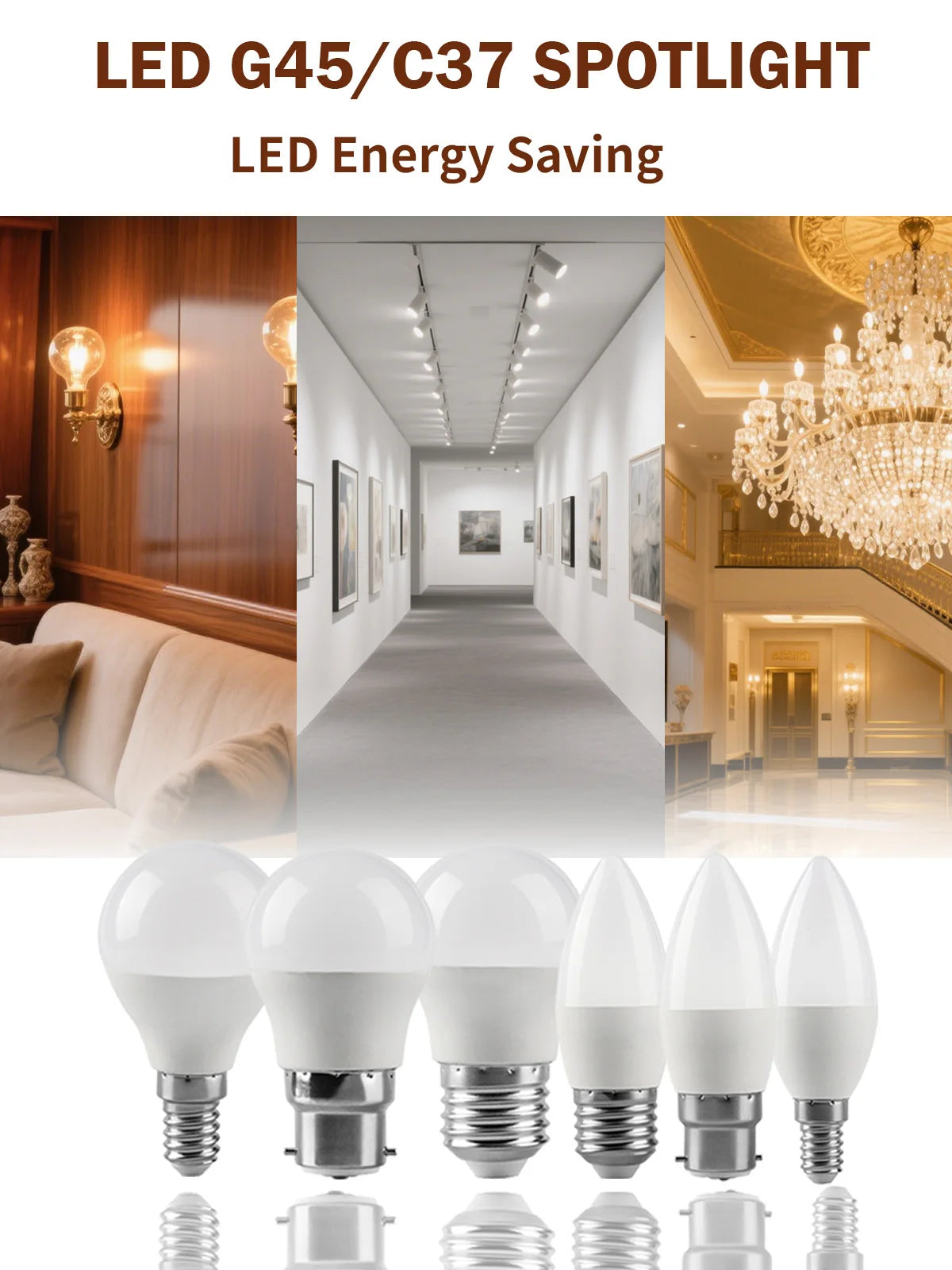 20pcs G45 C37 LED Bulbs — 3W/5W/6W/7W Energy-Saving Mini Lamps, Warm & Cool Light for Home and Bedroom