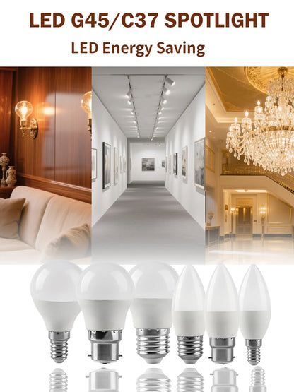 20pcs G45 C37 LED Bulbs — 3W/5W/6W/7W Energy-Saving Mini Lamps, Warm & Cool Light for Home and Bedroom