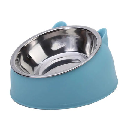 Stainless Steel Cat Food Bowl - Inclined Feeding Bowl for Cats and Puppies