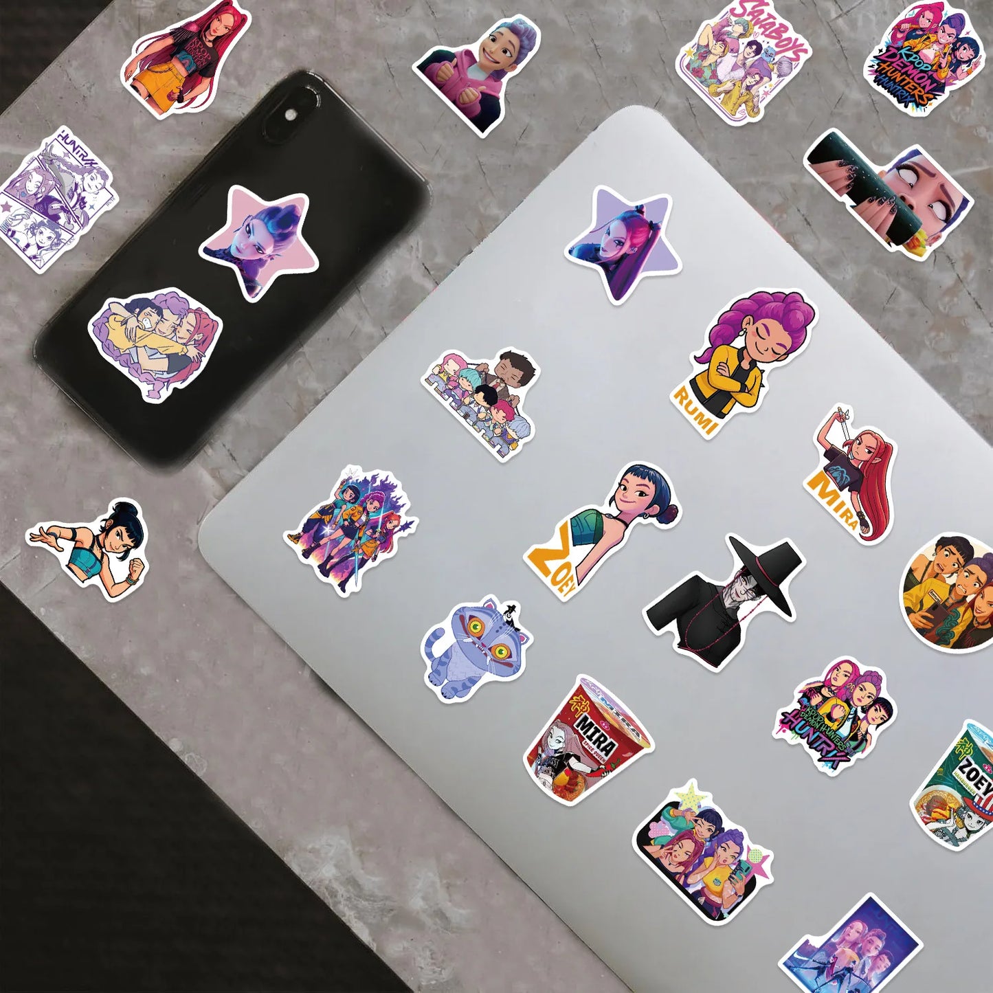 55-170PCS K-Pop Demon Hunters Anime Stickers – Waterproof DIY Decoration for Boys, Girls & Fans Gift