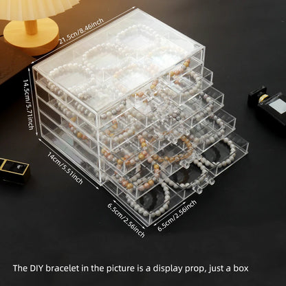 DIY Jewelry Storage Case – 30-Grid Large Earring & Bracelet Organizer with 5 Stackable Drawers