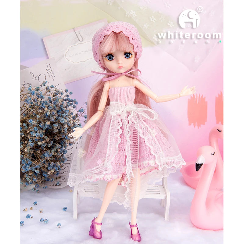 Slim 26cm BJD Doll for Girls – 13 Movable Joints with Princess Outfit, Blue Eyes & Eyelash Accessories