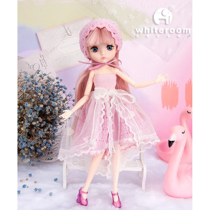 Slim 26cm BJD Doll for Girls – 13 Movable Joints with Princess Outfit, Blue Eyes & Eyelash Accessories