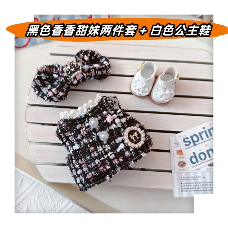 17cm Labubu Doll Accessories - Luxury Sweet Woolen Suit, Crossbody Bag & Princess Shoes Set