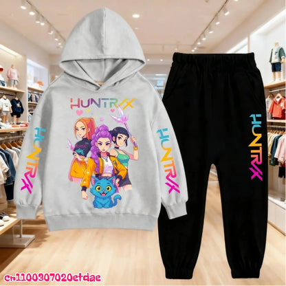 Children’s KPop Demon Hunters Hoodie & Pants Set – Autumn & Winter Casual Outerwear for Boys & Girls, Ages 3-12 Gift